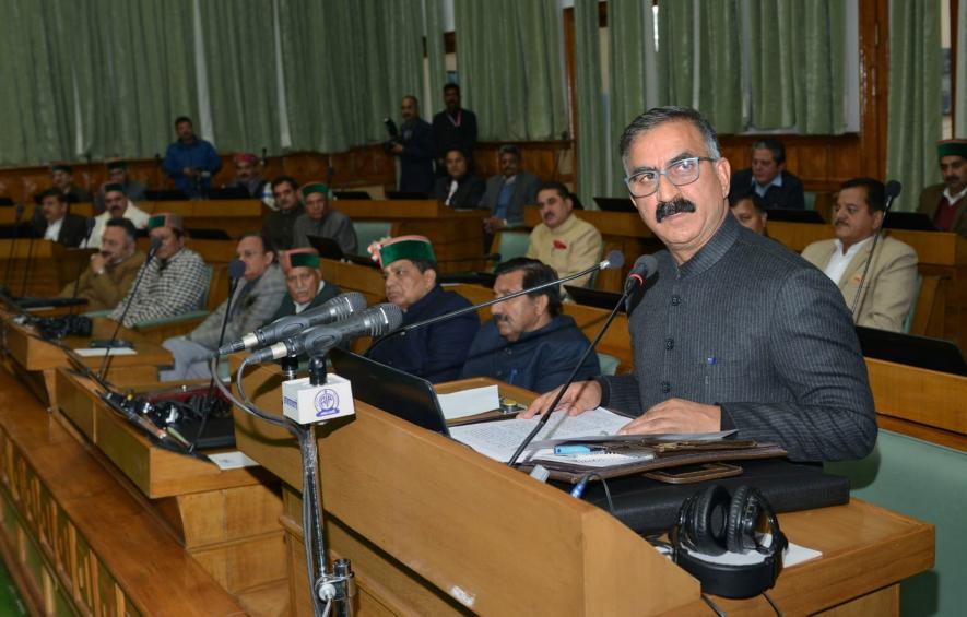 Himachal Pradesh Chief Minister Sukhvinder Singh Sukhu presents the State Budget 2023-24 in the Assembly, in Shimla, Friday, March 17, 2023.