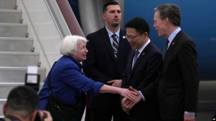 The US Treasury Secretary Janet Yellen arrived in Guangzhou on the first leg of a six-day visit to China, April 4, 2024