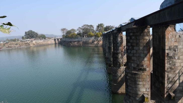 The Kangsabati Reservoir in Mukutmanipu brimming with water.