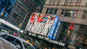 Billboard up in New York City against the US threats against Venezuela. Photo: The People's Forum