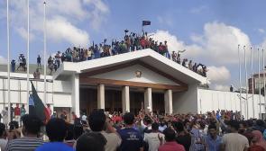 People rallying in front of the prime minister's office after Sheikh Hasina's resignation in August 2024. Photo: Md Joni Hossain / Wikimedia Commons