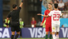 Portugal's Cristiano Ronaldo receives yellow card at FIFA World Cup