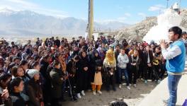Leh students protest