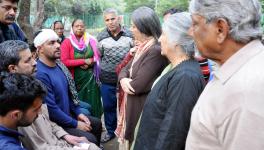 File photograph of CPI(M) Politburo members Brinda Karat and Subhashini Ali visiting attacked Kashmiris at Delhi