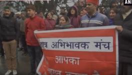 Students’ Parents organised a protest demonstration outside the district commissioner’s office in Shimla, Himachal Pradesh