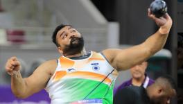 Tajinder Pal Singh Toor in the shot put final at the Asian Athletics Championships in Doha