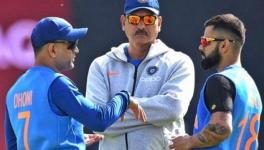 MS Dhoni, Ravi Shasti and Virat Kohli of the Indian cricket team