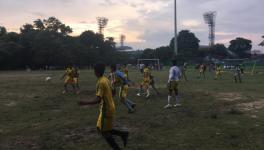 Kids training football in Kolkata