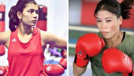 Indian boxers Nikhat Zareen and MC Mary Kom