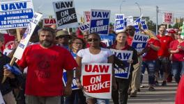 Workers, organized by the UAW, strike at the General Motors’ Hamstrack manufacturing unit that is up for closure by the company.