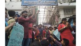 Calcutta University Students Portest Against CBCS