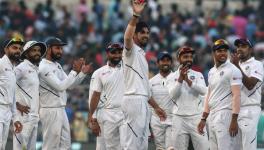 Indian cricket team pacer Ishant Sharma and teammates during the pink ball (day-night) Test match against Bangladesh