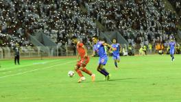 Sunil Chhetri of Indian football team in action against Oman