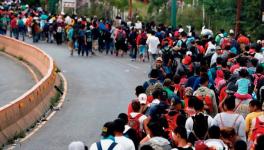 Honduran migrant caravan walking towards US