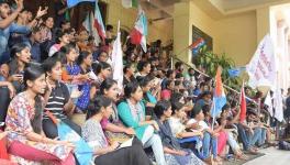 A protest gathering organised at Pondicherry University