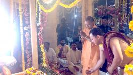 Adityanath attends religious ceremony at Ayodhya despite curfew due to Coronavirus threat.