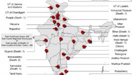 Coronavirus Confirmed Cases Deaths India map 24 March thumbnail
