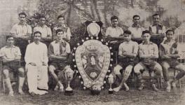 Fred Pugsley with the 1945 East Bengal football team