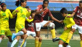 Gokulam Kerala FC women's football team in action during the final of the Indian Women's League.