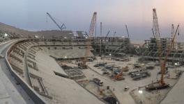 Al Bayt stadium construction workers in Qatar