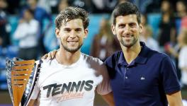Dominic Thiem (left) and Novak Djokovic pictures at the Adria Tour first leg in Belgrade, which Thiem won. (Picture courtesy: Novak Djokovic/Twitter)