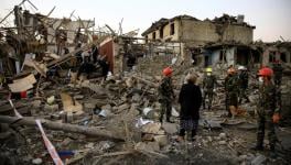 Blast site hit by Armenian  rocket, city of Ganja, Azerbaijan, Oct 17, 2020  