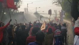 Police used water cannon on youth rally in west bengal 