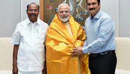 PMK founder S. Ramadoss (left) and Dr. Anbumani Ramadoss (right) with PM Narendra Modi. Image courtesy: DT Next