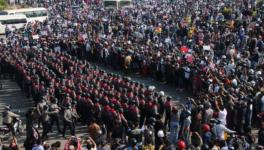 Protests in Myanmar’s central plains after the military coup.