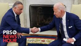 The US President Joe Biden (R) welcomes visiting Iraqi Prime Minister Mustafa al-Kadhimi, Washington, July 27, 2021