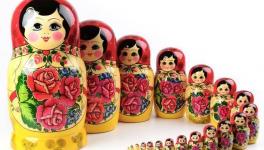 Traditional Matryoshka nesting dolls in a Moscow store