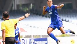 Wungngayam Muirang of Bengaluru FC celebrates his goal vs Army Green at Durand Cup