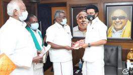 Farmers’ union leaders meet M.K. Stalin. Image courtesy: P Shanmugam