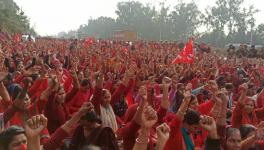 ASHAs staged a protest in Haryana outside state Health Minister Anil Vij's Ambala residence on Monday. Image Courtesy - Special Arrangement