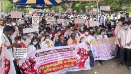 The doctors and staff of AMMA clinics held a protest on March 23 demanding extension of services and permanent jobs.