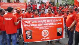Workers from hundreds of industrial units took over the streets of Bengaluru