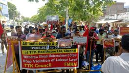  TTK Healthcare workers oppose retrenchment. Image credit: Ramesh Sundar