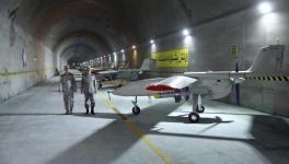 Iran’s Chief of the General Staff of Armed Forces Gen. Mohammad Hossein Bagheri (L) and Commander of the Army Gen. Abdolrahim Mousavi visiting an underground drone base in western Zagros Mountains, May 28, 2022