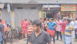 Cpim protesting against the extrajudicial killing by golfgreen police station  near the police station premises. 