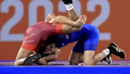 Ravi Dahiya wrestling gold at CWG