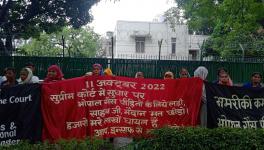 Representatives of five NGOs representing the Bhopal gas victims protest in Delhi on Monday.