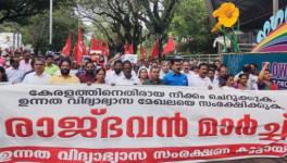 A massive rally was held towards the Raj Bhavan against the governor’s action by the LDF and higher education protection forum