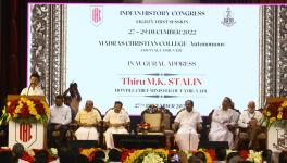 MK Stalin delivering inaugural address. Image credit: Yogesh Mani