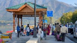 tourists seen near the famous Dal Lake in Srinagar.
