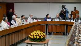 Defence Minister Rajnath Singh with Union Minister for Commerce and Industry Piyush Goyal, Union Minister for Parliamentary Affairs Pralhad Joshi, Union MoS for Parliamentary Affairs Arjun Ram Meghwal and others during an all-party meeting ahead of the Budget Session of Parliament, in New Delhi, Monday, Jan. 30, 2023.