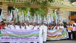 Protest outside Aavin head office in Chennai. Image courtesy: P Shanmugan