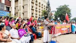 CITU-AIKS-AIAWU held rallies and dharnas at central government offices 