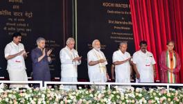 Prime Minister Narendra Modi dedicated the Kochi Water Metro to the nation in the presence of Chief Minister Pinarayi Vijayan, governor Arif Mohammed Khan in Thiruvananthapuram on April 25. (Image Courtesy:twitter.com/pinarayivijayan)