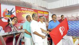 CITU Kerala state president Anathalavattom Ananthan flagged off the rally from Thiruvananthapuram. BEFI state president Shaju Antony is the captain of the jatha. (Image Courtesy: Sanil Babu N)