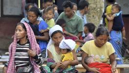 People from the violence-hit areas of Manipur at a relief camp set up by the Assam government, in Cachar district of Assam. 